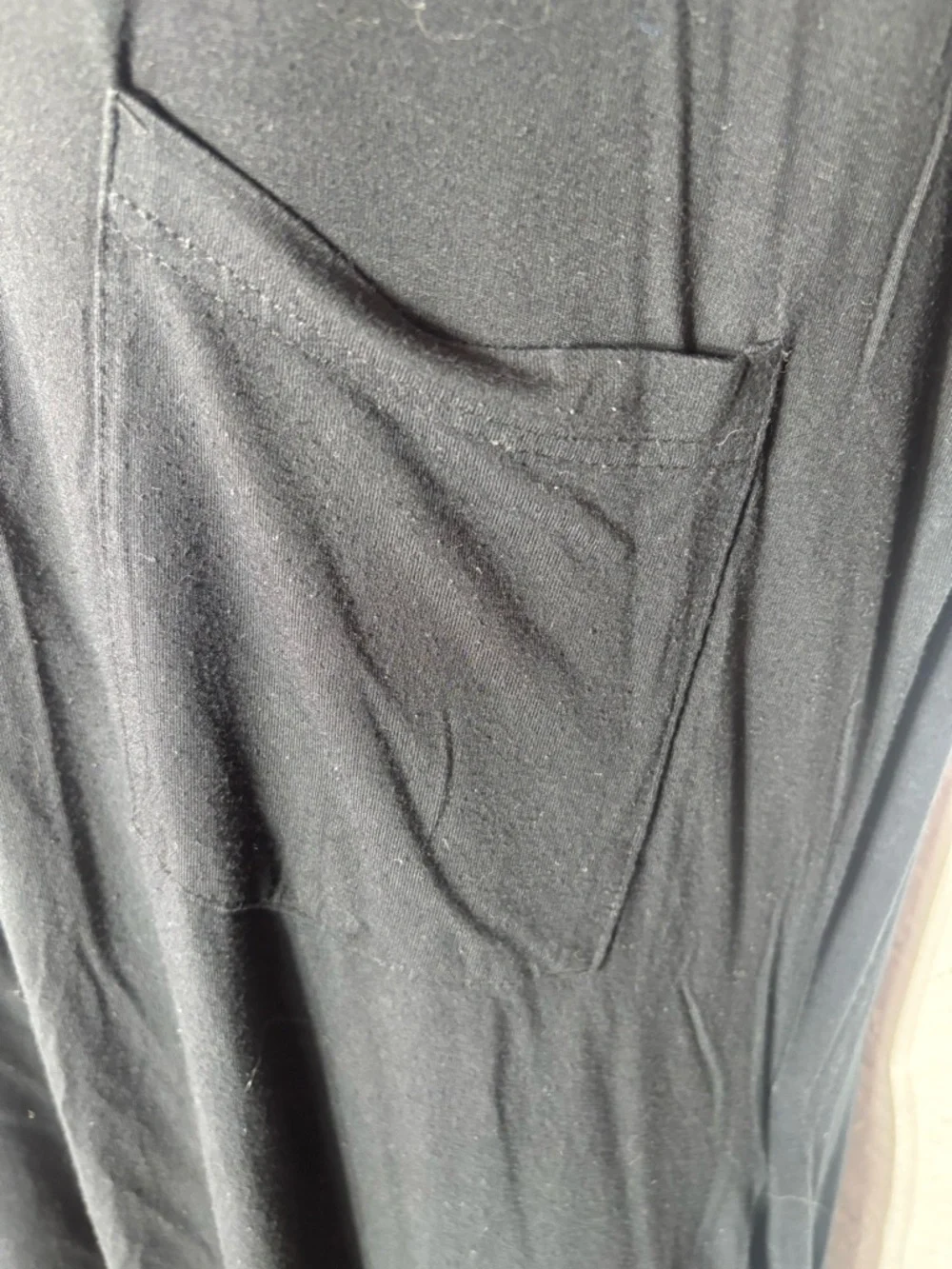 Black V-Neck Pocket‎ T-Shirt Dress